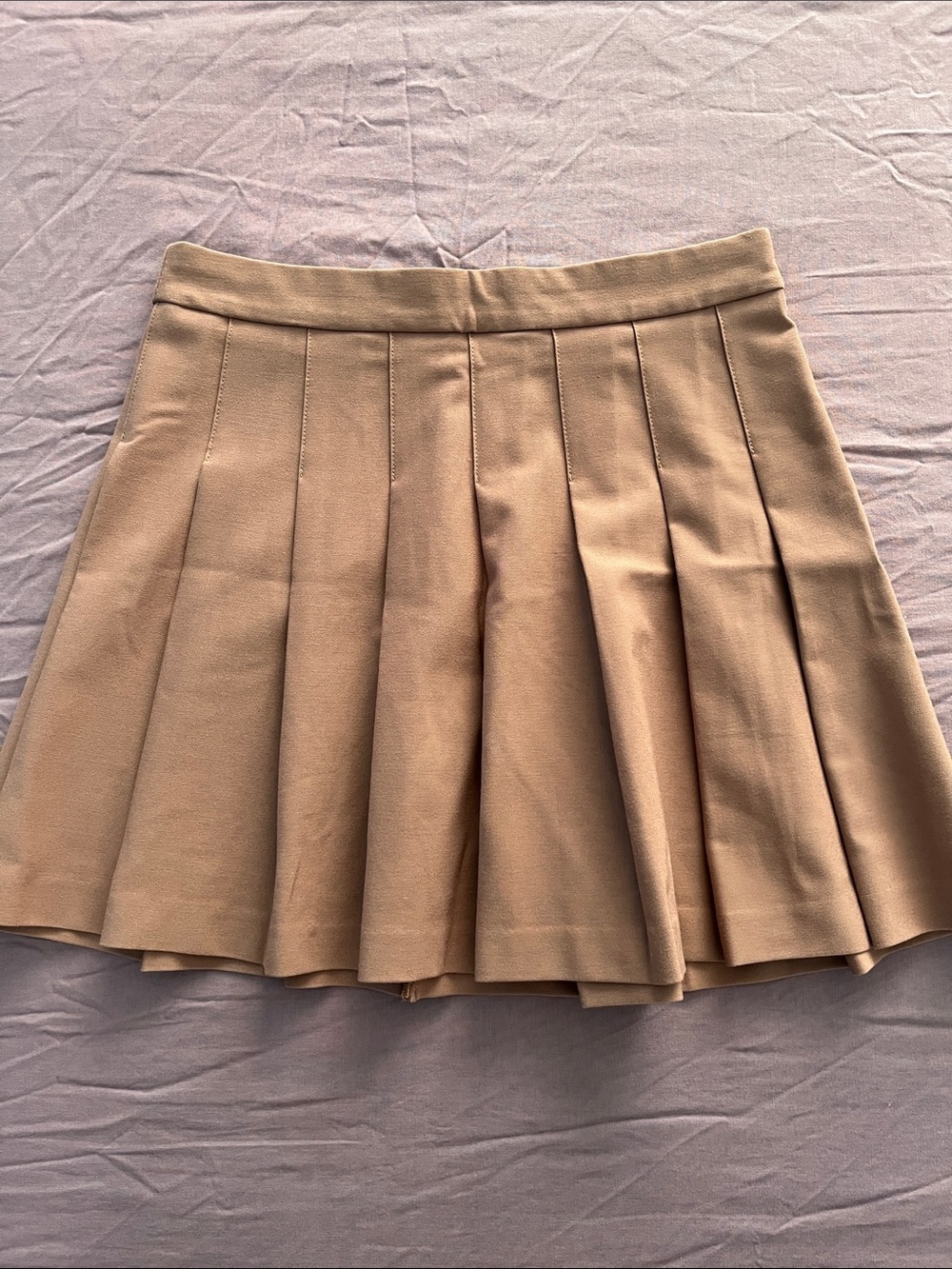 Sunday Best | A-Line Pleated Mini Skirt in Tan
